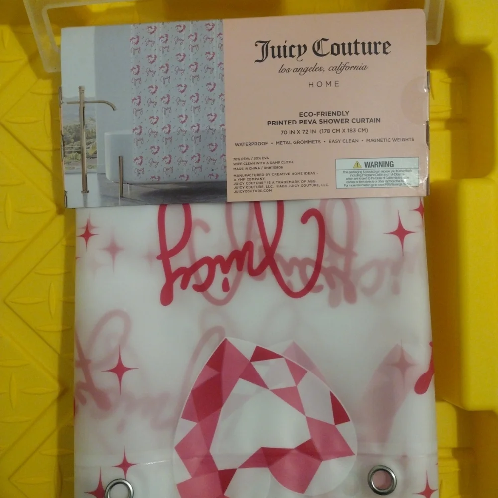 JUICY COUTURE PRINTED PEVA SHOWER CURTAIN JUICY COUTURE SHOWER CURTAIN 70 X 72..